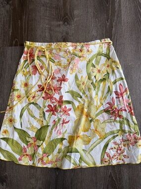 Vintage JOHN PAUL RICHARD Petite Floral Print Midi Skirt with Tie Waist Retro#10